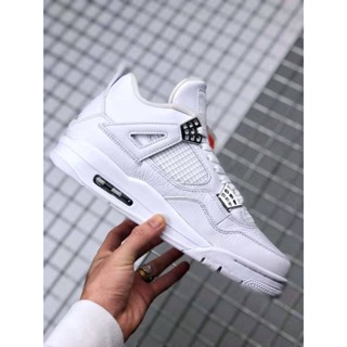 10.13 NikeAir Jordan 4 AJ4 รองเท้าผ้าใบ บาสเก็ตบอล กันกระแทก สีเงิน สําหรับผู้ชาย ผู้หญิง 36-47