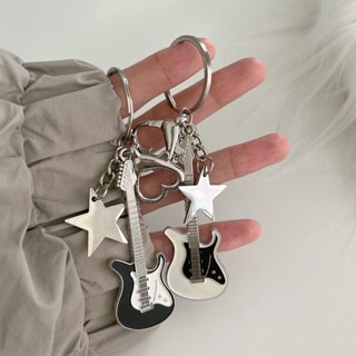 Y2k Spicy Guitar Pendant Niche Retro Sweet Cool Millennium Pentagram Star Bag Pendant Pendant Keychain