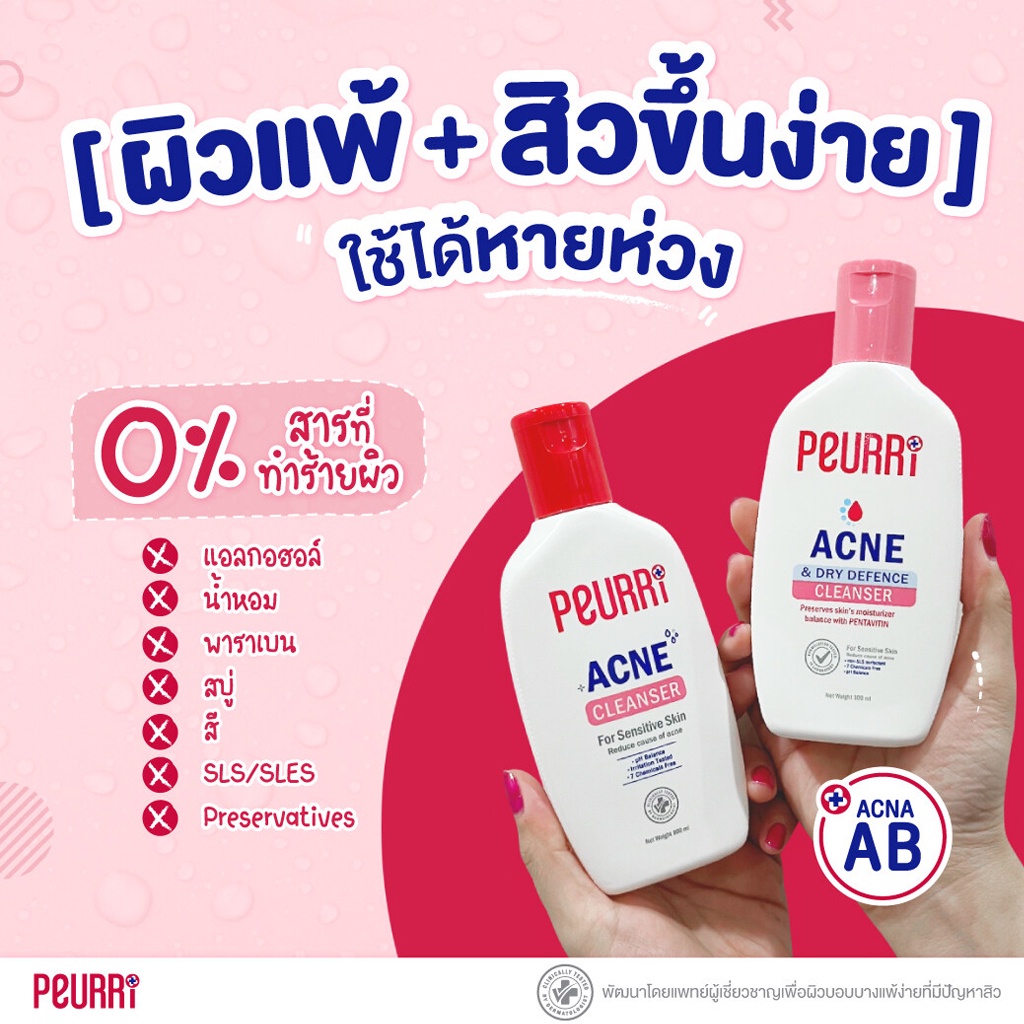 เจลล้างหน้า & เจลแต้มสิว เพียวรี แอคเน่ จบทุกปัญหาสิว PEURRi  Acne Cleanser / PEURRi Anti Acne Gel รูปที่ 2
