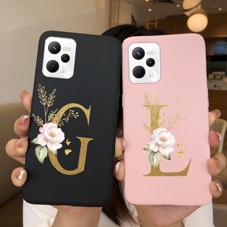 เคสโทรศัพท์มือถือ ซิลิโคนนิ่ม ลายตัวอักษรน่ารัก สีชมพู ดํา สําหรับ Realme C35 RMX3511 2022 C35 C 35 4G C35