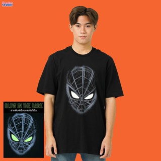 Marvel Men Spider-Man Ghost Glow In The Dark T-Shirt - เสื้อยืดผู้ชายลายสไปเดอร์แมน เทคนิคเรืองแสงในที่มืด สินค้าลิขสิทธ