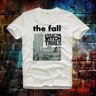 เสื้อยืดครอป เสื้อยืดแขนสั้นลําลอง ผ้าฝ้าย 100% พิมพ์ลาย The Fall Live At The Witch Trials สีขาว พลัสไซ