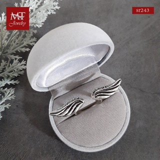 MT แหวนเงินแท้  ปีกนางฟ้า งานรมดำ ไซส์: 52, 56 Solid 925 Sterling Silver Ring (sr243) MT Jewelry มณีธารา