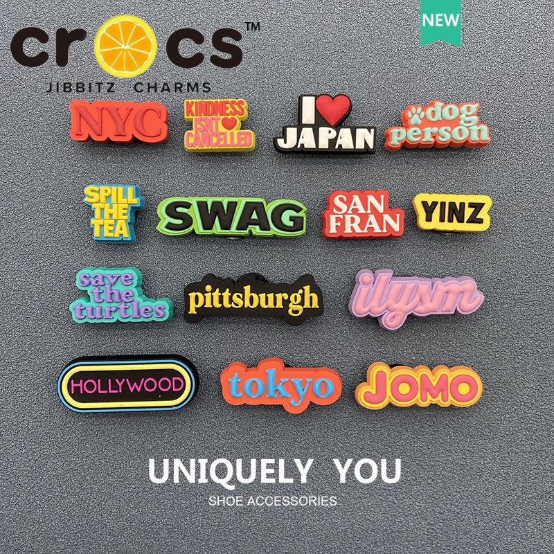 jibbitz crocs ของแทั จี้ตัวอักษร ดอกไม้ สําหรับตกแต่งรองเท้า jibbitz