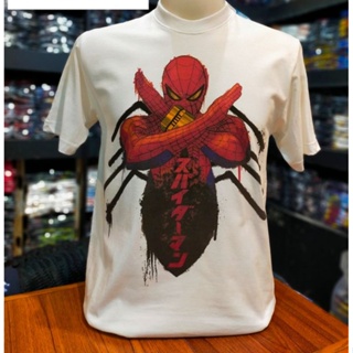 เสื้อยืดMarvel_ลิขสิทธิ์แท้ลายSpiderman.สีขาว(mvx-066)