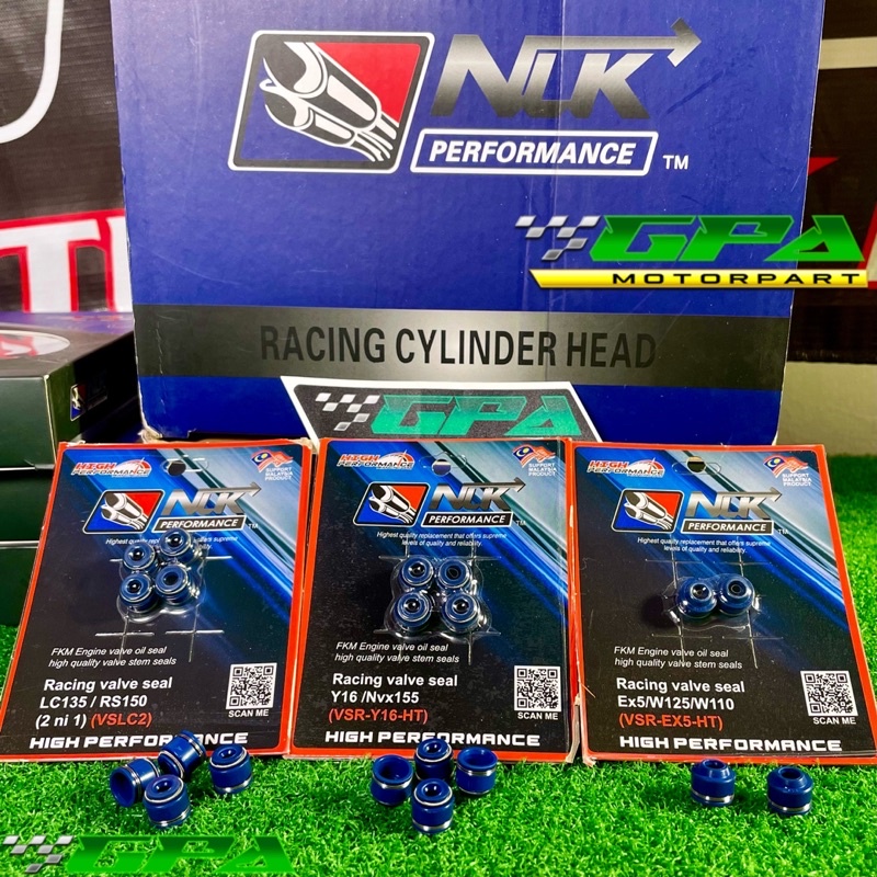 NLK PERFORMANCE RACING ซีลวาล์ว V2 FKM MATERIAL ชุด 4BIJI DOUBLE SPRING LC135 Y15 FZ150 Y16 NVX155 R