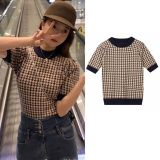 Shein 🔥เสื้อไหมพรมแขนสั้น คอกลมแชนสั้น 2สี  เนื้อผ้าหนานุ่มดี ใส่สบาย 12322