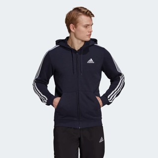 เสื้อแจ็กเก็ตฮู้ดชาย adidas Essentials French Terry 3-Stripes Hoodie Jacket