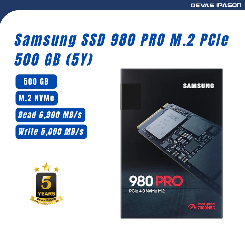 Samsung SSD M.2 PCIe 500.GB (5Y) 980 PRO (MZV8P500BW) Shopee Thailand