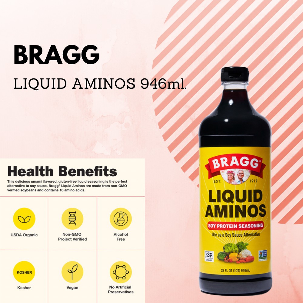 BRAGG Liquid Aminos Soy Protein Seasoning (KETO, GLUTEN FREE) 946 ml.