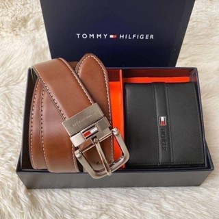 (ส่งฟรี+สด/ผ่อน+รับประกัน)เซทกระเป๋าสตางค์+เข็มขัดผู้ชาย Tommy ของแท้ของใหม่ การันตีถูกกว่าในช้อป