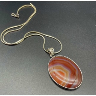 Natural Red Agate Silver Pendant / Beautiful Design / Authentic Red Agate  Necklace Jewelry With Silver Chain 18inch.