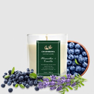 CHARMROMA Shinning Blue Scented Candle / ชาร์มโรม่า เทียนหอมไขถั่วเหลือง กลิ่นชายน์นิ่ง บลู ขนาด 50&amp;180 กรัม