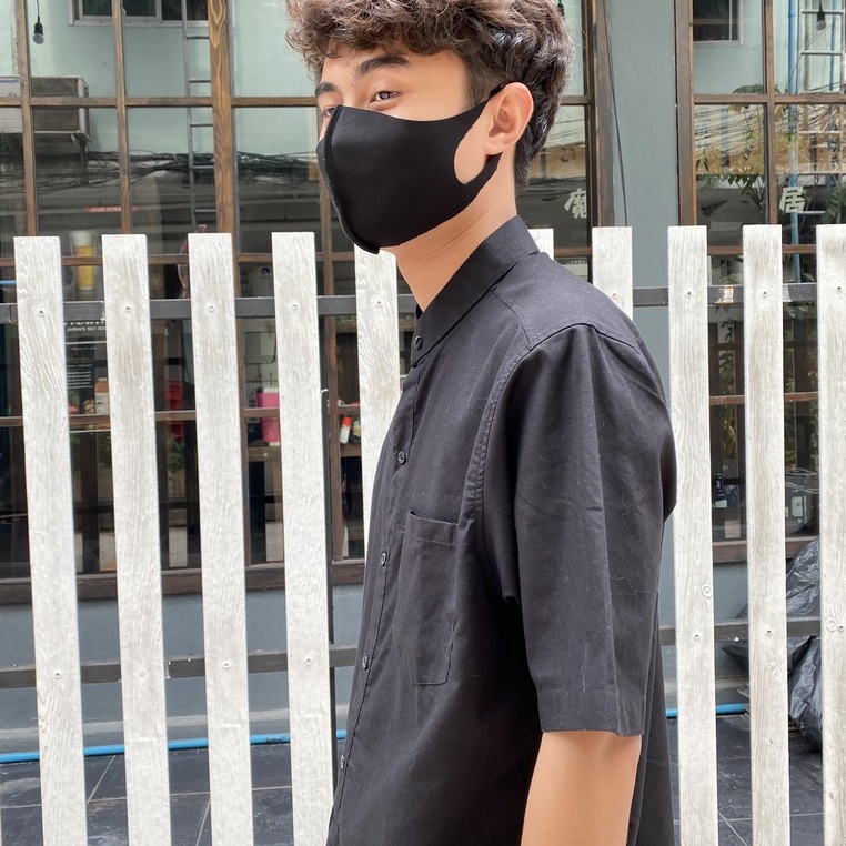 เสื้อนักศึกษา คอจีนสีดำ เนื้อผ้า(oxfords) แท้  ใส่ได้ทั้งชายและหญิง (size M-52)⚡มีไซต์ใหญ่⚡ ราคา ถูกที่สุด ดีลบีเคเค แกลเลอรีภาพที่ 4