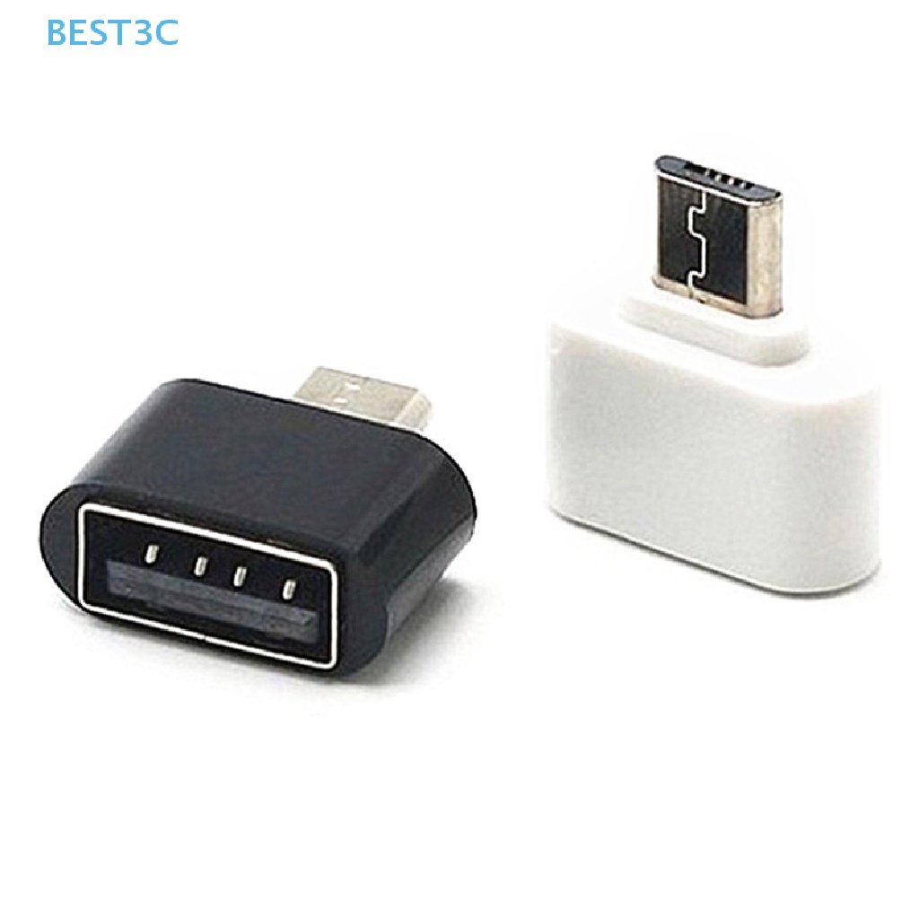 Best3c อะแดปเตอร์ Micro USB B OTG เป็น USB Type A สีดํา สําหรับสมาร์ทโฟน แท็บเล็ต Android Samsung Xiaomi