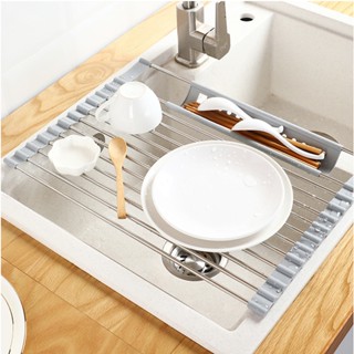 Multifunction Dish Drying Rack Sink Drain Rack Shelf Basket Bowl Sponge Holder Dish Drainer Dryer Tray Kitchen Storage O