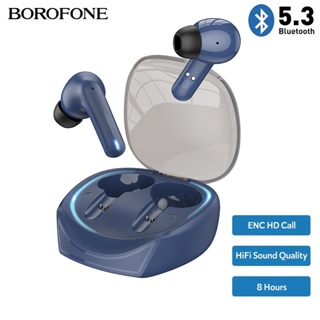 Borofone ของแท้ 100% BW37 True TWS หูฟังบลูทูธไร้สาย 5.3 ENC ตัดเสียงรบกวน เบส เล่นเกม กีฬา หูฟัง ควบคุมแบบสัมผัส