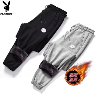 Playboy Waffle Sweatpants Fall and Winter Models Padded and Thickened Warm Straight Pants