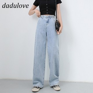 DaDulove💕 New Korean Version of Ins Waist Adjustable Jeans High Waist Loose Wide Leg Pants Fashion Straight Pants