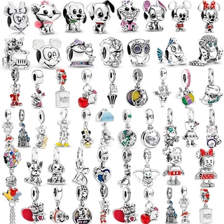 เครื่องประดับ สร้อยคอ สร้อยข้อมือ จี้ลูกปัด ลายการ์ตูนมิกกี้เมาส์ สีเงิน สําหรับผู้หญิง และผู้ชาย