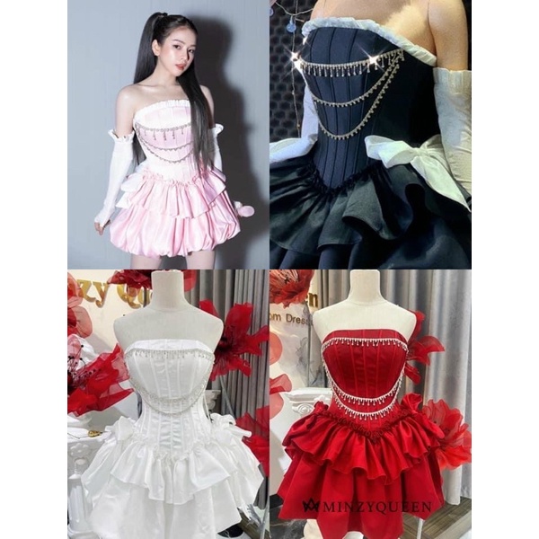 Ms1378v PUMPKIN CUP DRESS มีโบว์เอว full size S/M/L/XL