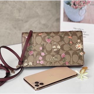 🎀 (สด-ผ่อน) กระเป๋าสะพายลายดอก COACH C8731 FOLDOVER CROSSBODY CLUTCH