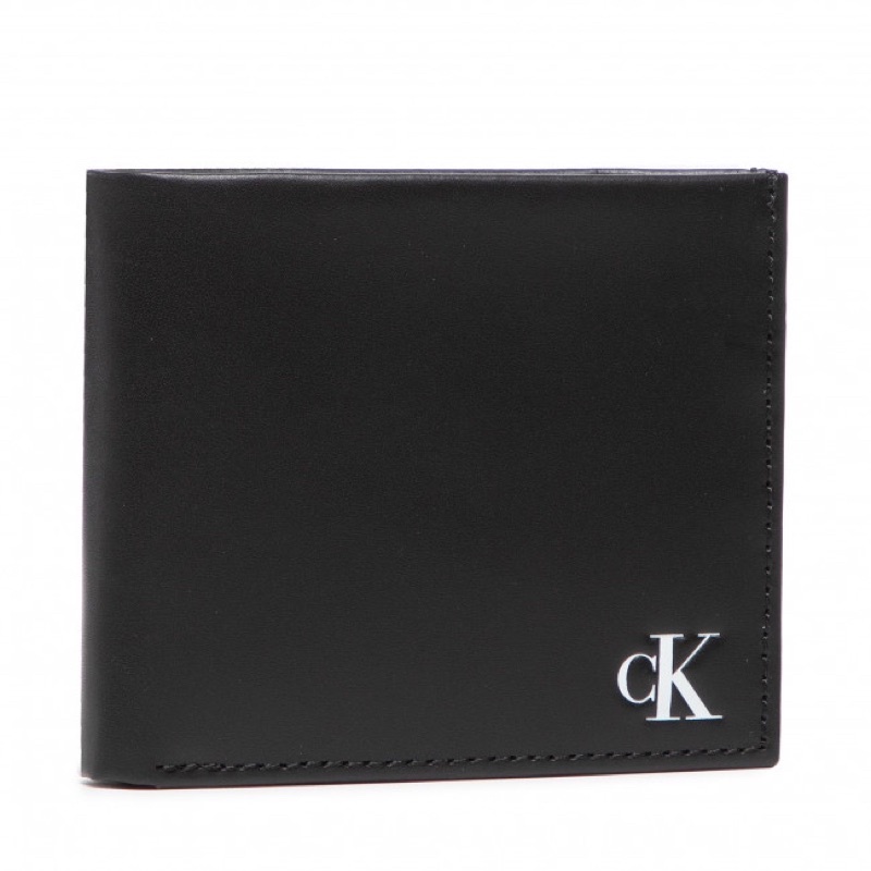 Calvin Klein Jeans Printed Mono Billfold wallet กระเป๋าสตางค์หนังสีดำมือสอง ของแท้จากช็อปไทย พร้อมกล่อง