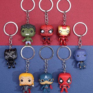 SALE!!!marvel cute hero ไอรอนแมน มนุษย์แมงมุม Deadpool ธอร์ Hulk 4cm พวงกุญแจ หัวหมุนได้