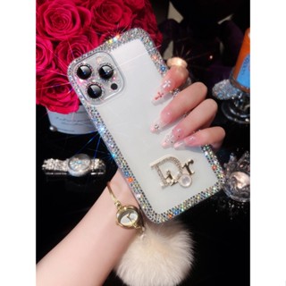 เคสโทรศัพท์มือถือนิ่ม แบบใส ประดับเพชร จี้ลูกบอลขนปุย หรูหรา สําหรับ iPhone 14 13 12 11 Pro Max 7 8 14 Plus X XR XS Max Mini SE