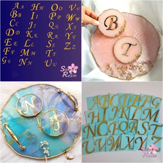 Alphabet Sticker สติกเกอร์ตัวอักษร แบบ Metal สีทอง สำหรับงาน DIY Crafts เรซิ่น