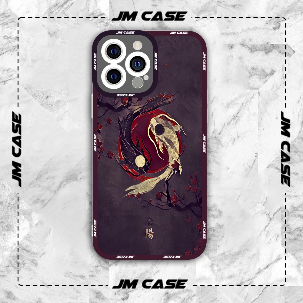 JMCase Yin Yang Koi Fish Yin Yang Square Edge iphone และ samsung xiaomi oppo Case