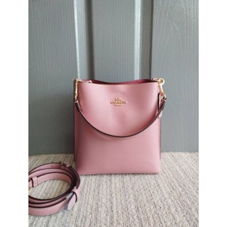 NEW Coach CA177  Mollie Bucket Bag22 ทรงจีบสีชมพู