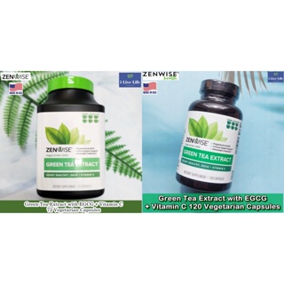 Zenwise Health - Green Tea Extract with EGCG + Vitamin C 120 Vegetarian Capsules สารสกัดจากชาเขียว