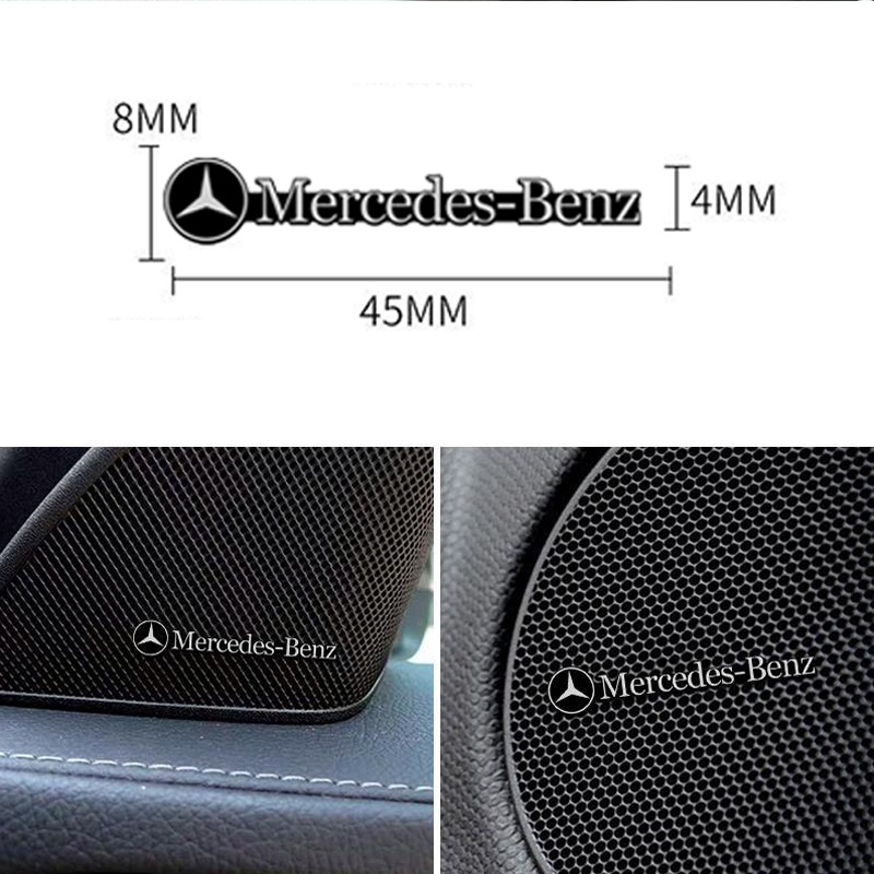 สติกเกอร์ติดป้าย โลโก้ Mercedes Benz logo/Emblem สำหรับเครื่องเสียงรถยนต์ จิ๋วแต่งลำโพง รถ โลหะอลูมิเนียม 3 มิติ สติ๊กเกอร์ตกแต่งครื่องเสียงภายในรถยนต์รูปลอกตราสัญลักษณ์สติกเกอร์ดัดแปลง Mercedes Benz w203 w211 w204 w210 w124 w212 cla w205 w202 w220 w213