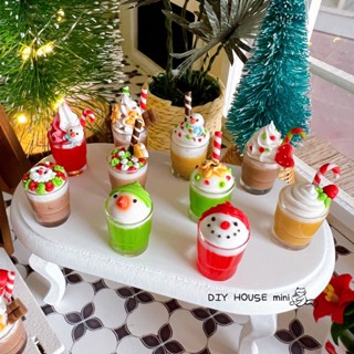 ☃️แก้วน้ำหวานจิ๋ว เครื่องดื่มคริสต์มาส (Christmas) ☃️ดินปั้นจิ๋ว งานสวยๆ [ราคา/1ชิ้น] #ของจิ๋ว #miniature #คริสต์มาส