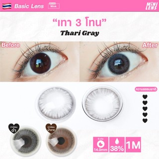 คอนแทคเลนส์ คอนแทคเลนส์รายเดือน Mini Lens รุ่น Thari Gray เทา 3 โทน ฝอหม่นแบบแบ๊วๆ ตาไม่กบ