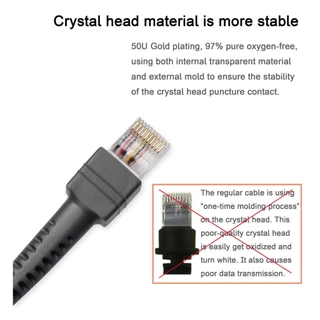 เครื่องสแกนบาร์โค้ด สายเครื่องอ่านบาร์โค้ด 2M USB Cable for Motorola Symbol Zebra Barcode Scanner LS2208/A LI2208 LS4278 STB4278 LI4278 Flatted USB to RJ45 ยาว สําหรับเครื่องสแกนบาร์โค้ด