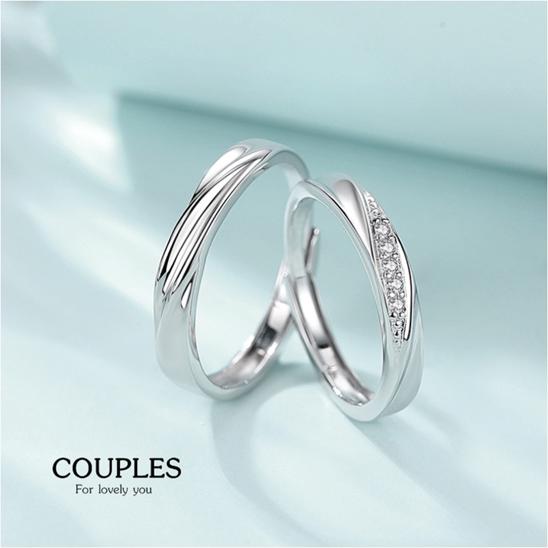 แหวนคู่รักเงินแท้ 92.5% Water waves Couples RGC-005 ลายคลื่นน้ำ ปรับขนาดได้