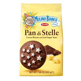 Mulino Bianco Pan di Stelle Cocoa Biscuit and Iced Sugar Stars Barilla 200 G.