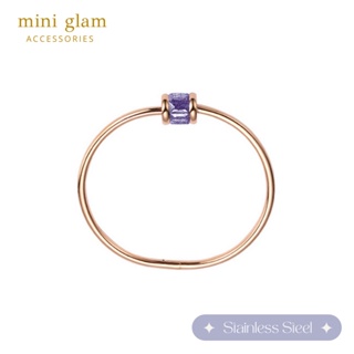 Miniglam Very Peri Quartz Charm Bangle Bracelet กำไลข้อมือสเตนเลสโรสโกลด์ สีเวรี่เพอริ