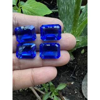 Lab blue Topaz 10x12mm octagon 2 pieces 12 carats