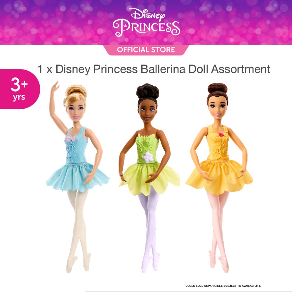 Disney Princess Ballerina Doll Assortment ดิสนีย์ ปริ้นเซส ตุ๊กตาเจ้าหญิงชุดบัลเลริน่า 1 ชิ้น HLV92