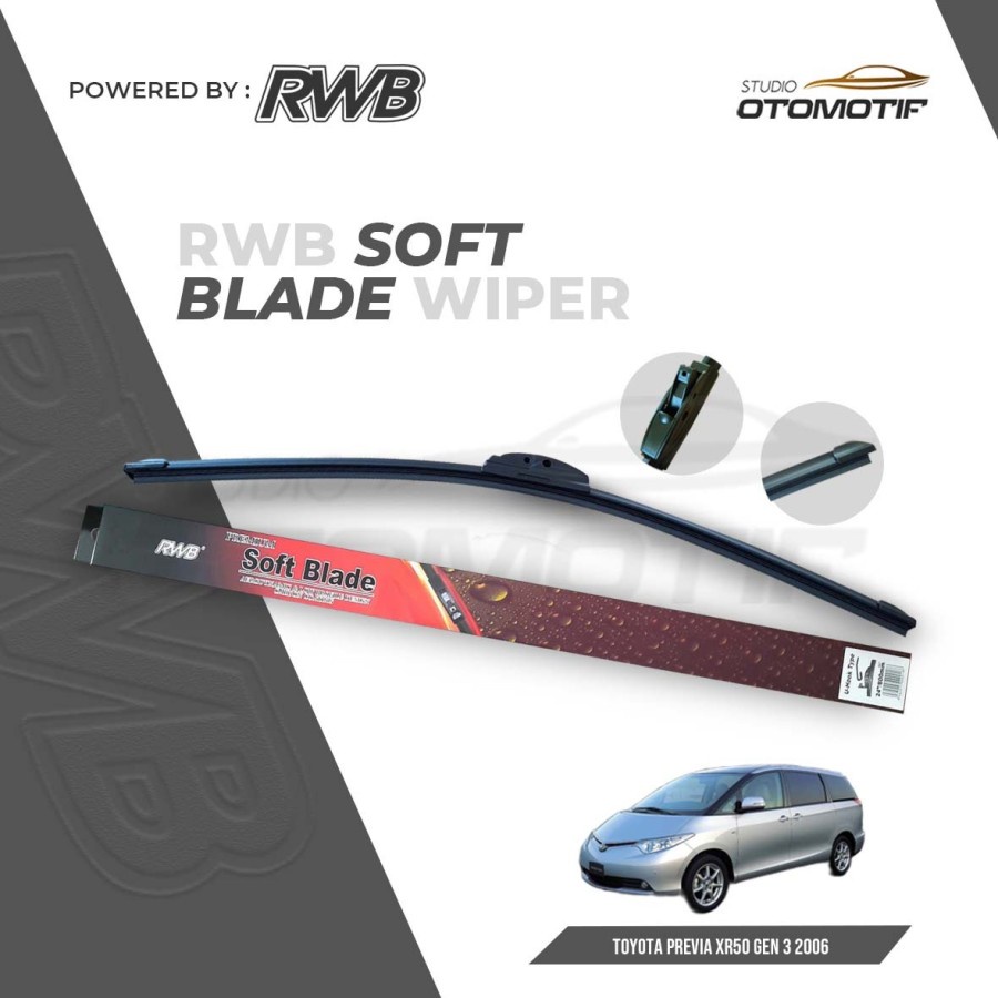 RWB S52 WIPER Toyota previa XR50 gen 3 2006 SOFT FRAMELESS WIPER