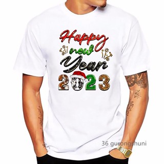 New Leopard print Hello 2023 T-Shirt Happy New Year Party Gfit Merry Christmas Tshirt Men Clothes Men Tshirt Harajuku To