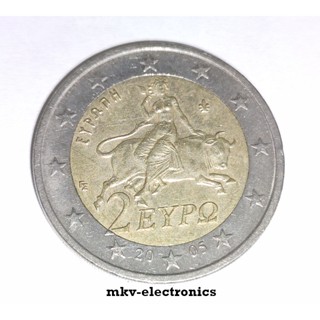 เหรียญ2ยูโร ปี2005 , 2 EURO กรีซ (Euro Greece Coin) ผ่านการใช้งาน