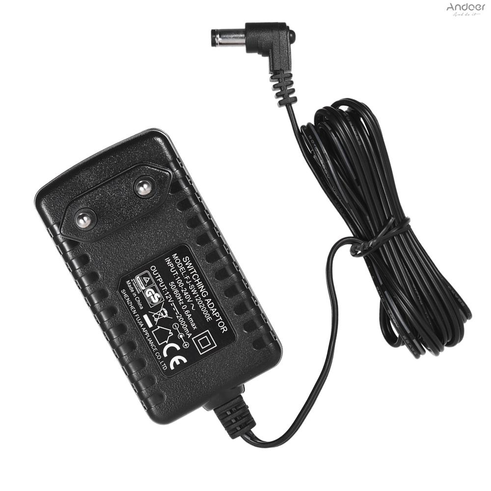 อะแดปเตอร์ไฟมาตรฐาน 12V 2A พร้อมปลั๊ก EU แรงดันไฟฟ้ากว้าง 100-240V สําหรับไฟวิดีโอ LED YONGNUO YN300III YN216 YN1410 YN300Air YN160III YN168 YN360