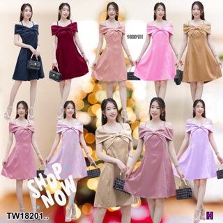 TwinsShopVip💗พร้อมส่ง TW18201 เดรสสายเดี่ยว อกโบว์ ..