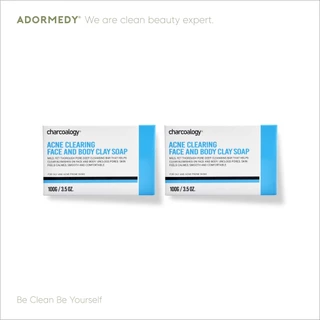 [2 ก้อน] ชาร์โคโลจี สบู่ก้อนสูตรลดสาเหตุการเกิดสิว Charcoalogy Acne Clearing Face and Body Clay Soap