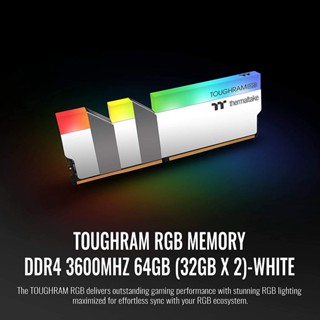 64GB (32GBx2) DDR4 3600MHz RAM (หน่วยความจำ) THERMALTAKE TOUGHRAM RGB (WHITE) (R022R432GX2-3600C18A)