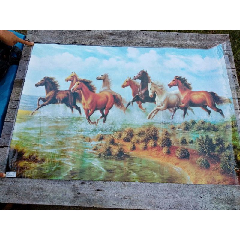 รูปภาพ ม้า 8ตัว วิ่ง ภาพมงคล ขนาดใบใหญ่ ม้าวิ่ง 60*80 ซม. เสริมฮวงจุ้ย มีติดบ้าน เปิดธุรกิจ